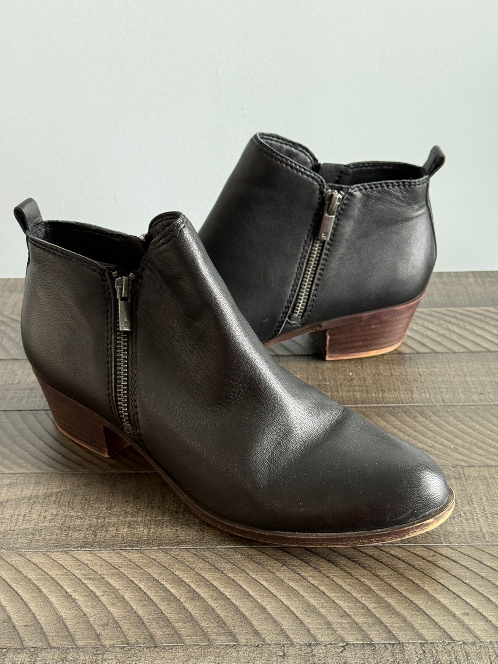 Lucky Brand Basel Black Leather Ankle Boots Women’s Size 9.5M
